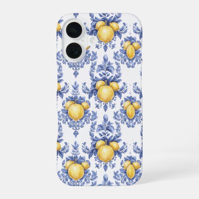 Zitronen-Mittelmeer-Zitrusmuster  iPhone 16 Hülle (Rückseite)