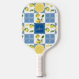 Zitronen-Monogramm-Name Französisches Landfliesenm Pickleball Schläger