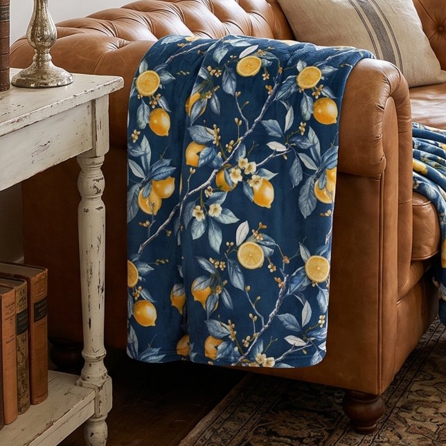 Zitronen-Muster im französischen Landhausstil  Fleecedecke (Von Creator hochgeladen)
