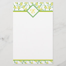 Zitronen Muster Monogramm Briefpapier
