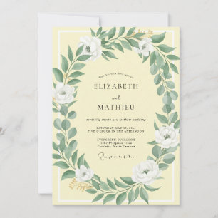 Zitronen-Oliven-Laub-Gedämpfte-Eukalyptus-Hochzeit Einladung