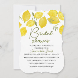 Zitronen Olivenzweig Gelb Rustikales Brautparty Einladung