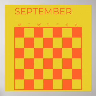 Zitronen-Orange-karierter September-Kalender ohne Poster