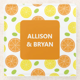 Zitronen, Orangen und Trauben Personalisiert Glasuntersetzer