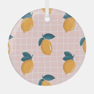 Zitronen, retro Geometrie, sommerliches nahtloses Ornament Aus Glas