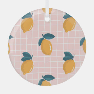 Zitronen, Retrogeometrie, nahtloses Sommermuster. Ornament Aus Glas