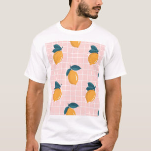 Zitronen, Retrogeometrie, nahtloses Sommermuster. T-Shirt