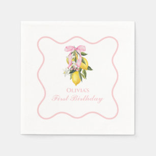 Zitronen Rosa Schleife preppy Coquette 1. Geburtst Serviette