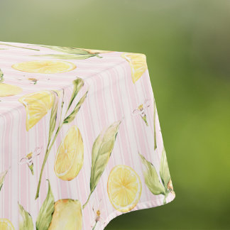 Zitronen-Rosa-Streifen-Sommer Tischdecke