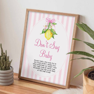 Zitronen sagen nicht Baby Zeichen Spiel Poster
