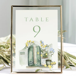 Zitronen Salbei Mittelmeer Aquarell Hochzeit Tischnummer