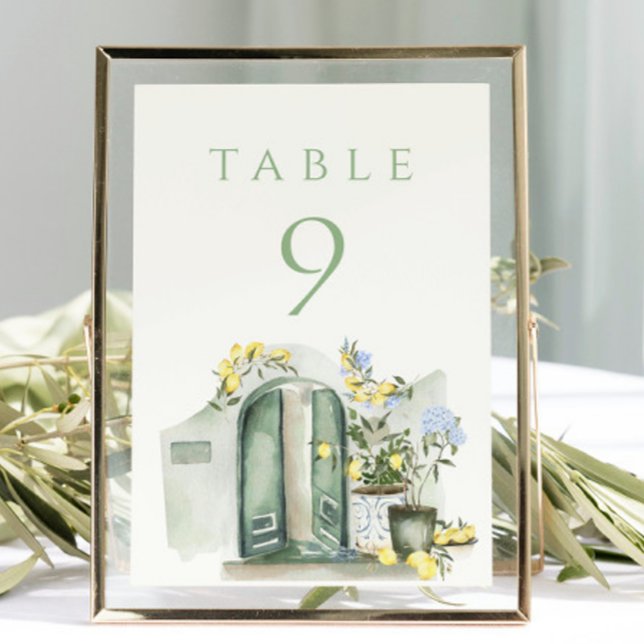 Zitronen Salbei Mittelmeer Aquarell Hochzeit Tischnummer (Von Creator hochgeladen)