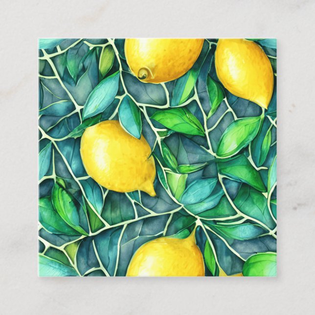 Zitronen sind eine Art Zitrusfrüchte, die weit ver Quadratische Visitenkarte (Vorderseite)