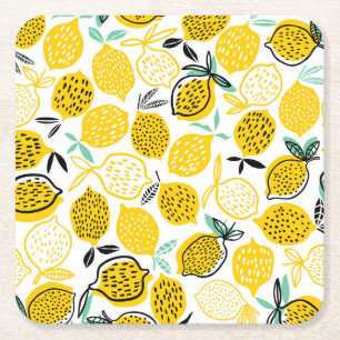 Zitronen-Sommer-Design Vintage-Illustration Rechteckiger Pappuntersetzer