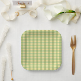 Zitronen-Sommer-Gingham-Karo-Papierplatte Pappteller