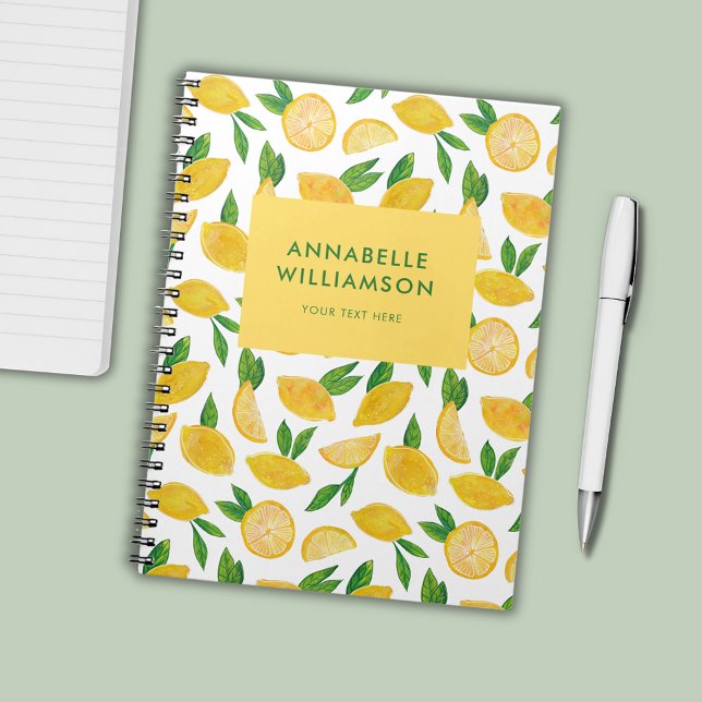 Zitronen-Sommer-Zitrusfrucht-Muster Notizblock (Citrus lemon summer fruit personalized basic notebook)