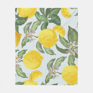 Zitronen-Tropenfrucht-Vintage-Muster Fleecedecke