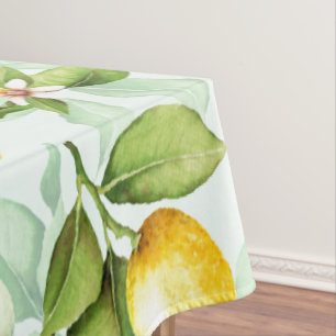 Zitronen-Tropisches-Sommerfrucht-Muster auf Minze Tischdecke