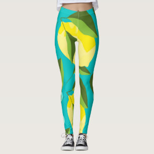Zitronen Tupfen: Blauer Hintergrund. Leggings