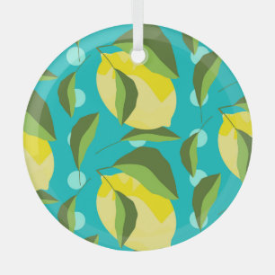 Zitronen Tupfen: Blauer Hintergrund. Ornament Aus Glas