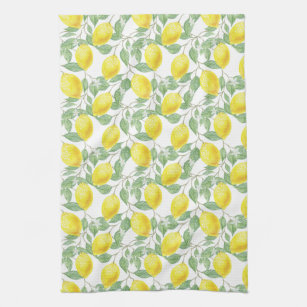 Zitronen-u. Blätter-Fruchtwatercolor-Muster-Küche Geschirrtuch