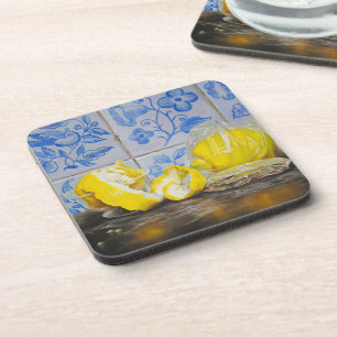Zitronen und Azulejos — Klassisches Blau und Gelb Getränkeuntersetzer