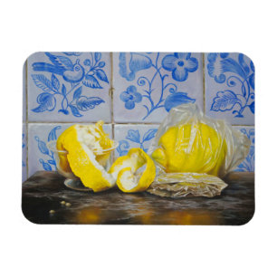 Zitronen und Azulejos – Klassisches Blau und Gelb Magnet