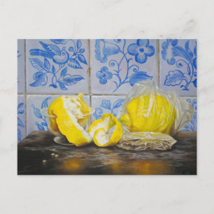 Zitronen und Azulejos – Klassisches Blau und Gelb Postkarte