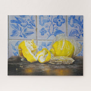 Zitronen und Azulejos – Klassisches Blau und Gelb Puzzle