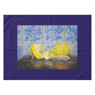 Zitronen und Azulejos — Klassisches Blau und Gelb  Tischdecke