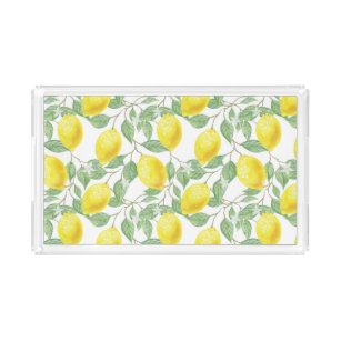 Zitronen und Blätter-Badezimmer Acryl Tablett