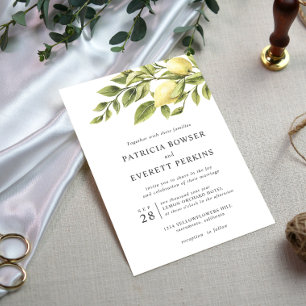 Zitronen und Blätter Botanische Hochzeit Einladung