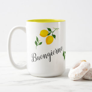 Zitronen und Blätter Buongiorno Kaffeemaschine Tas Zweifarbige Tasse