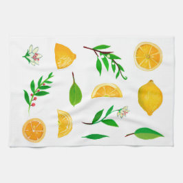 Zitronen und Blätter Einfaches Küchentuch