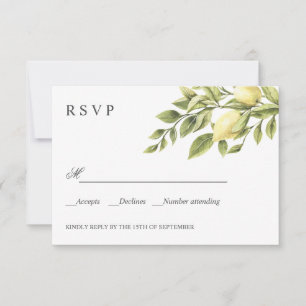 Zitronen und Blätter Gray Chic WEDDING Classic UAW RSVP Karte