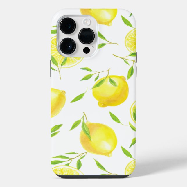 Zitronen und Blätter iPhone Hülle (Rückseite)