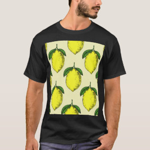 Zitronen und Blätter: Sommermuster. T-Shirt