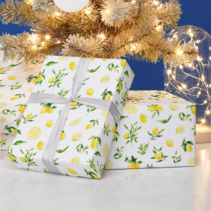 Zitronen- und Blattmuster Geschenkpapier