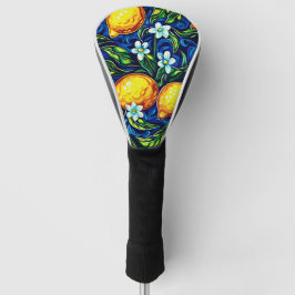 Zitronen- und Blaue Majolika-Druck-Fahrerabdeckung Golf Headcover