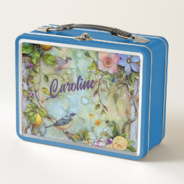 Zitronen und Bluebirds Metall Brotdose