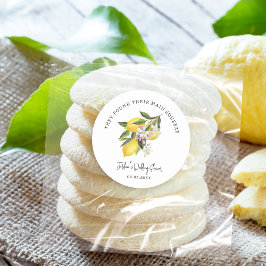 Zitronen und Blume Hochzeit oder Brautparty Runder Aufkleber