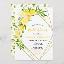 Zitronen und Blume mit Brautparty aus Foliage Einladung