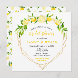 Zitronen und Blume mit Brautparty aus Foliage Einladung