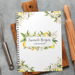 Zitronen und Blumen Florale Botanische Rezeptur Notizblock