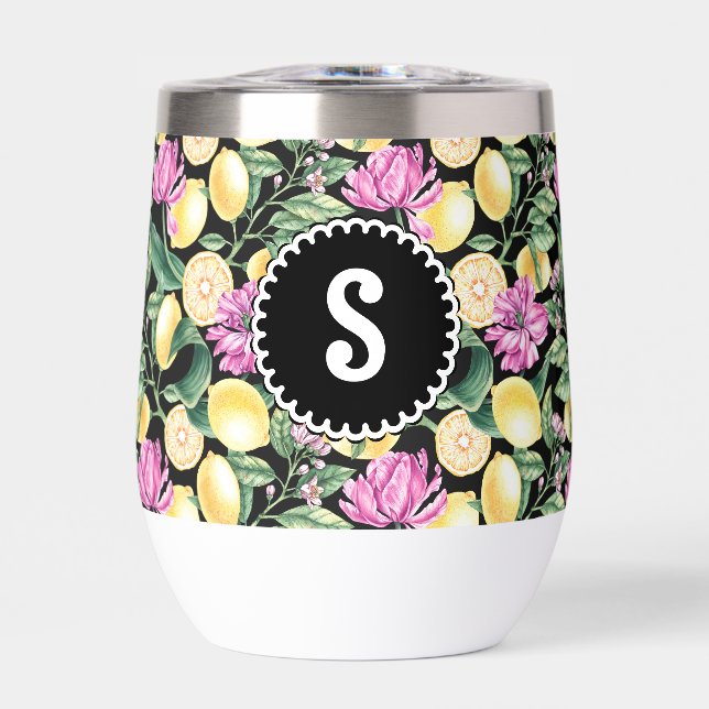 Zitronen und Blütenmuster | Citrus Monogram (Vorderseite)