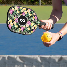 Zitronen und Blütenmuster | Citrus Monogram Pickleball Schläger