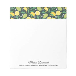 Zitronen und Limes Fruchtmuster in Grün und Gelb Notizblock