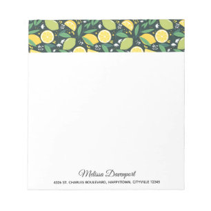 Zitronen und Limes Fruchtmuster in Grün und Gelb Notizblock