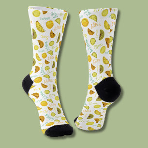 Zitronen- und Limones Zitrusfruchtmuster Socken