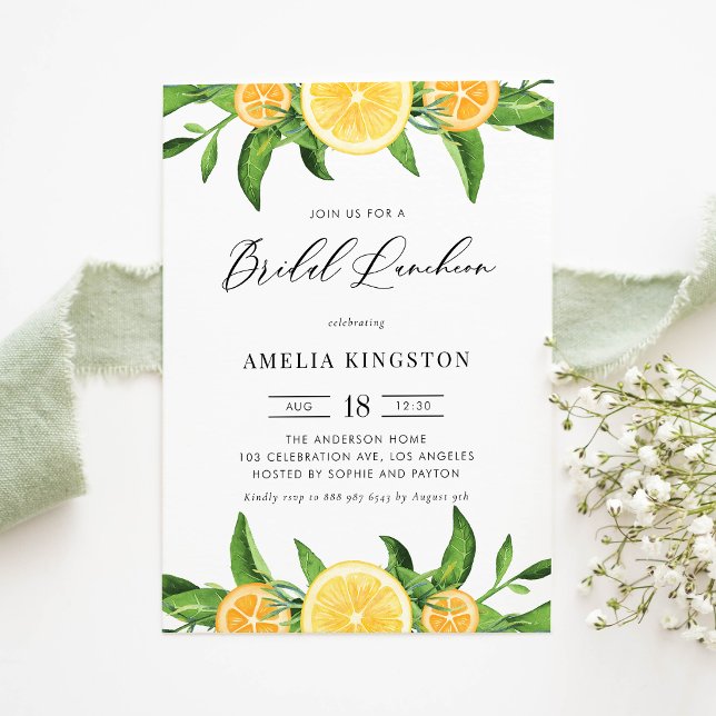 Zitronen und Orangen Garland Sommer Bridal Luncheo Einladung (Von Creator hochgeladen)